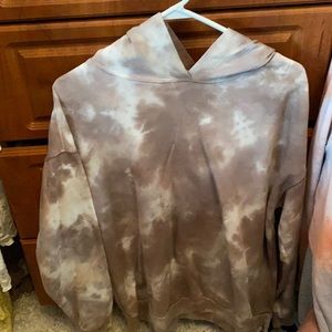 Beige and white tie hoody
